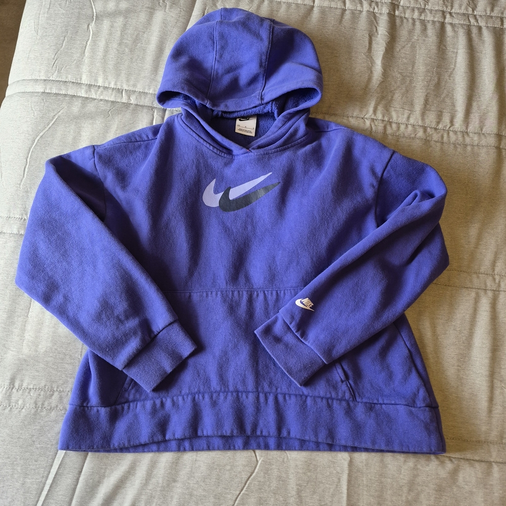 Nike Kids Purple Hoodie with Double Swoosh